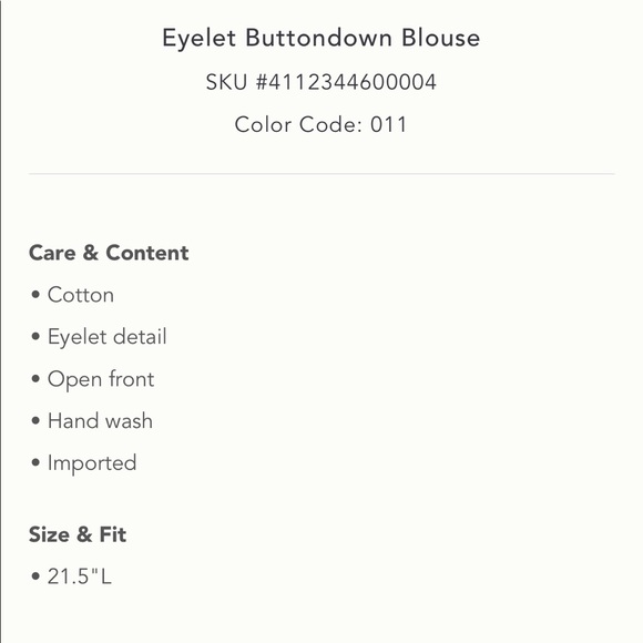 Anthropologie | Eyelet Buttondown Blouse | M/L - Picture 9 of 10